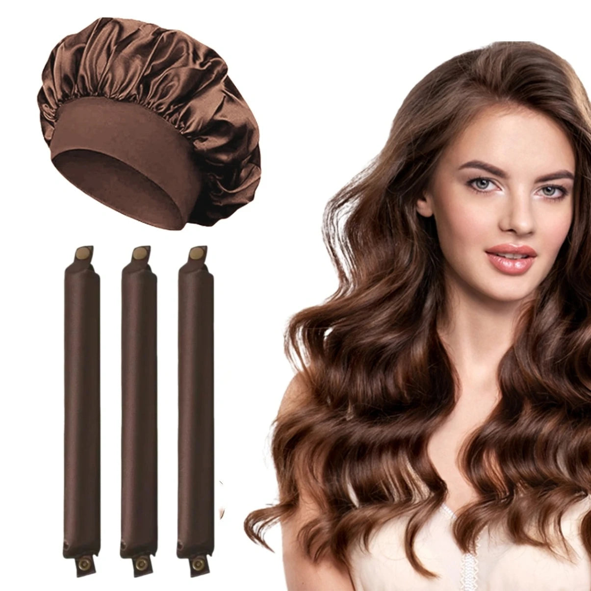 Wake Up Wavy   with  LuxeCurls         -      The Heat-Free Luxury Curling Rods & Bonnet