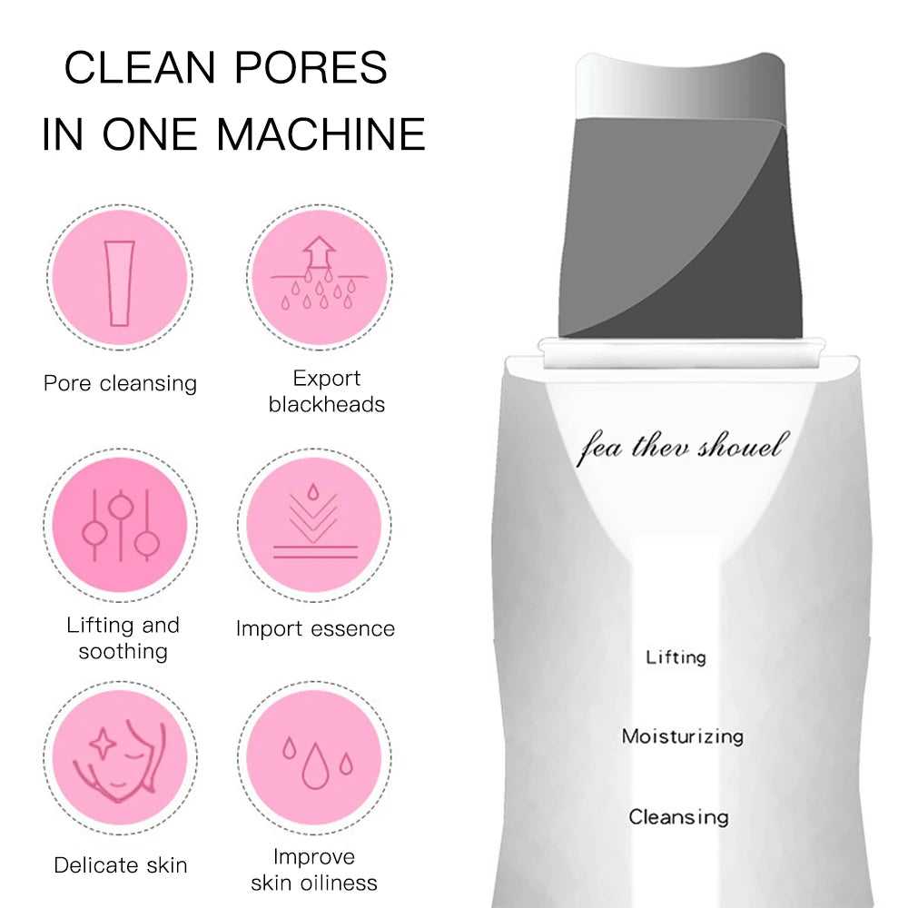 LumiSkin Ultrasonic Facial Scrubber – Deep Cleansing, Blackhead Remover & Skin Lifting Tool
