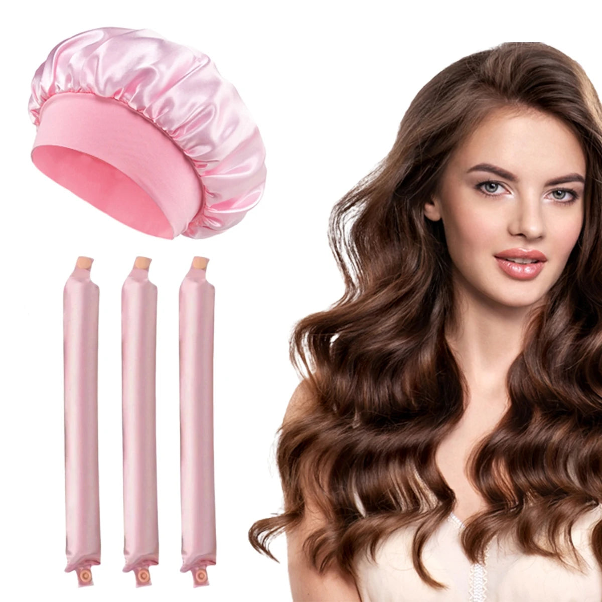 Wake Up Wavy   with  LuxeCurls         -      The Heat-Free Luxury Curling Rods & Bonnet