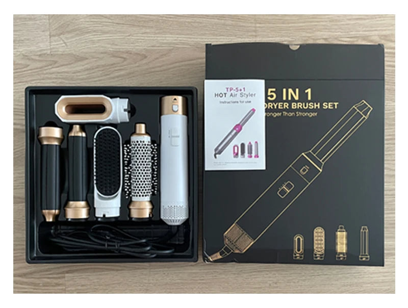 LuxeStyle 5-in-1 Hair Dryer & Styling Set – Professional Hot Comb, Curler & Straightener
