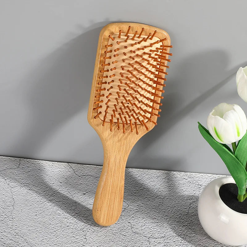 EcoLuxe Bamboo Hair Brush – Anti-Static, Detangling & Scalp-Massaging Wooden Comb