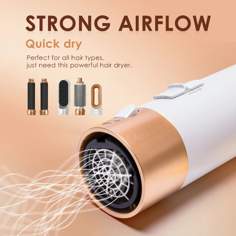 LuxeStyle 5-in-1 Hair Dryer & Styling Set – Professional Hot Comb, Curler & Straightener