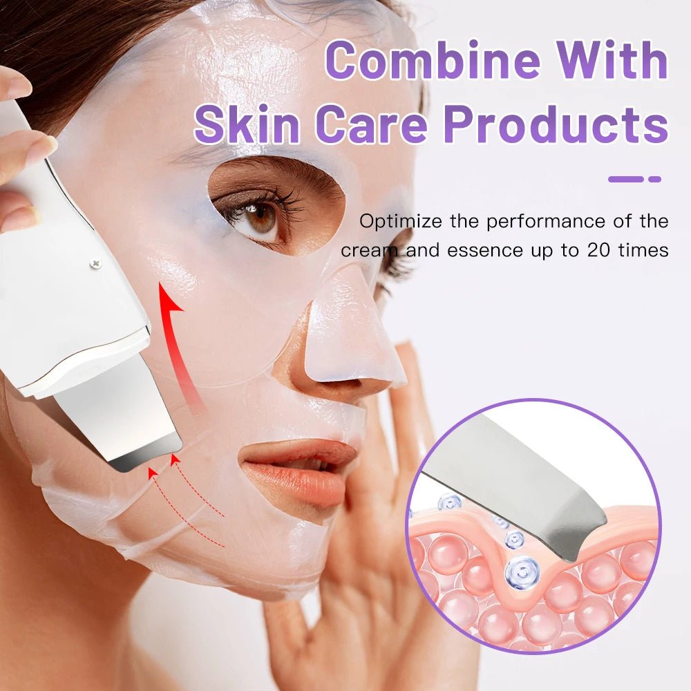 LumiSkin Ultrasonic Facial Scrubber – Deep Cleansing, Blackhead Remover & Skin Lifting Tool