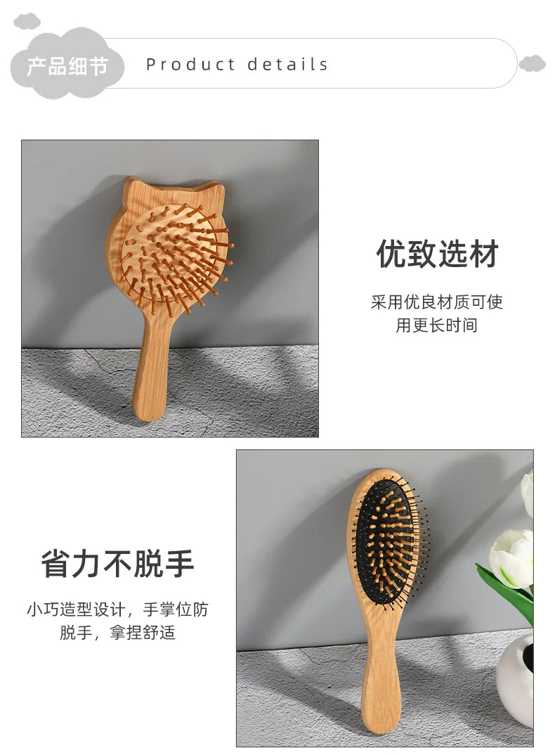EcoLuxe Bamboo Hair Brush – Anti-Static, Detangling & Scalp-Massaging Wooden Comb