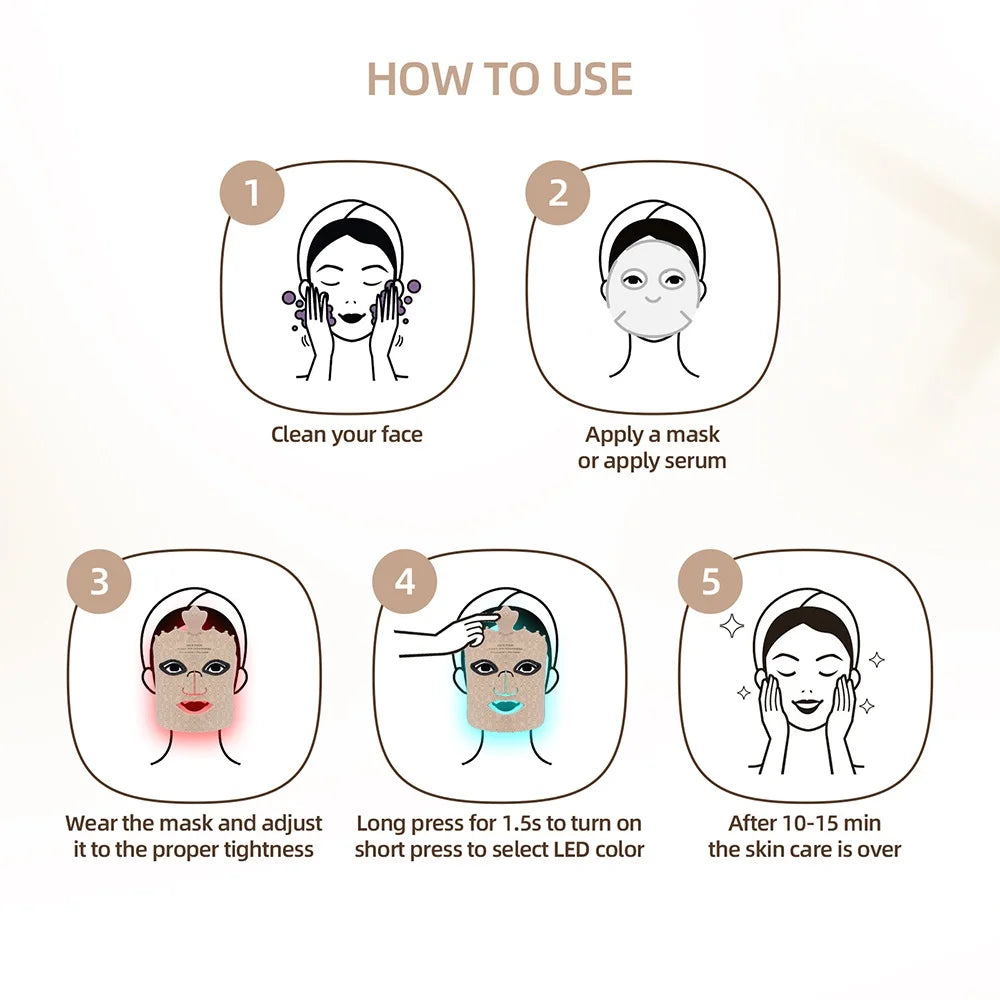 Lumière 7-Color LED Therapy Mask – Wireless Silicone Facial for Brightening & Skin Repair