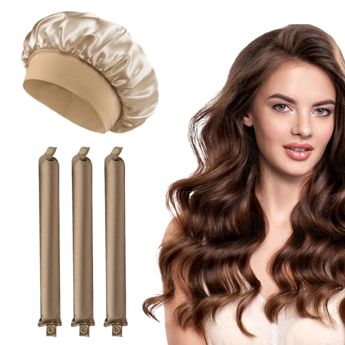 Wake Up Wavy   with  LuxeCurls         -      The Heat-Free Luxury Curling Rods & Bonnet
