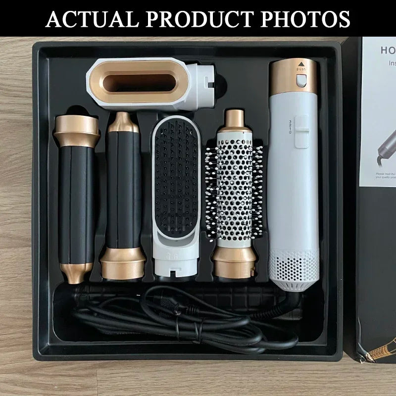 LuxeStyle 5-in-1 Hair Dryer & Styling Set – Professional Hot Comb, Curler & Straightener
