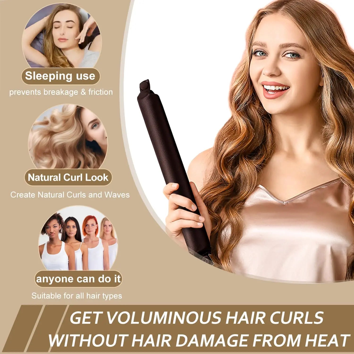 Wake Up Wavy   with  LuxeCurls         -      The Heat-Free Luxury Curling Rods & Bonnet