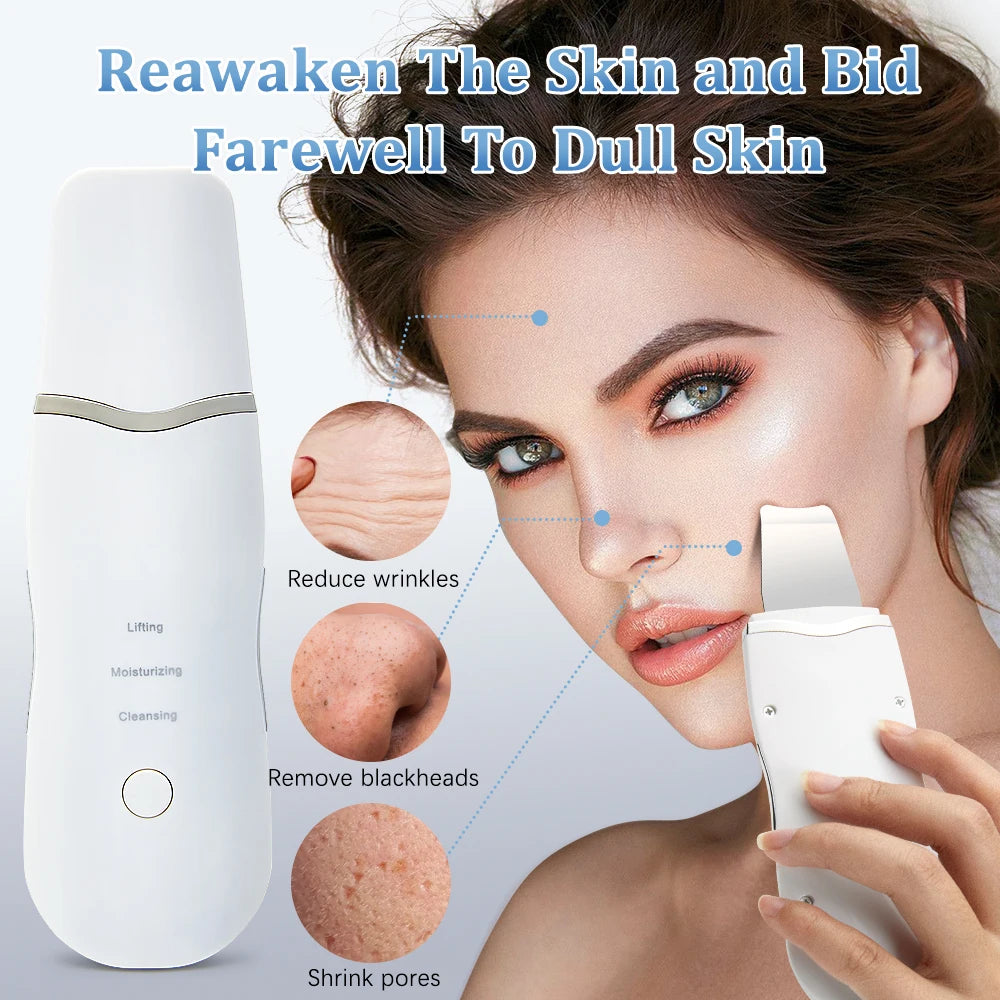 LumiSkin Ultrasonic Facial Scrubber – Deep Cleansing, Blackhead Remover & Skin Lifting Tool