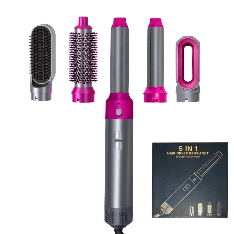 LuxeStyle 5-in-1 Hair Dryer & Styling Set – Professional Hot Comb, Curler & Straightener