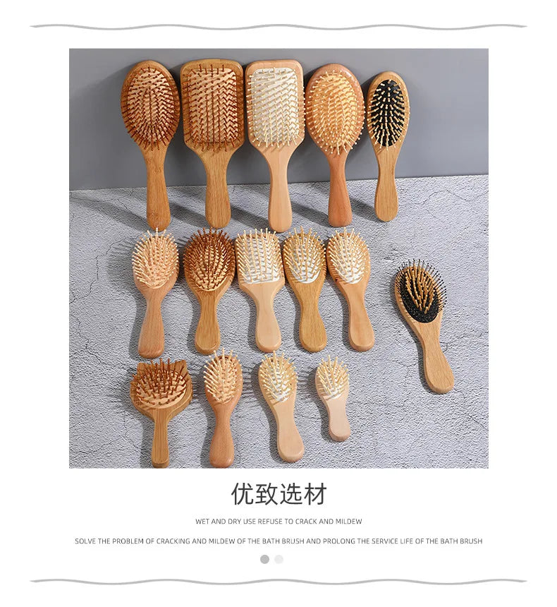 EcoLuxe Bamboo Hair Brush – Anti-Static, Detangling & Scalp-Massaging Wooden Comb