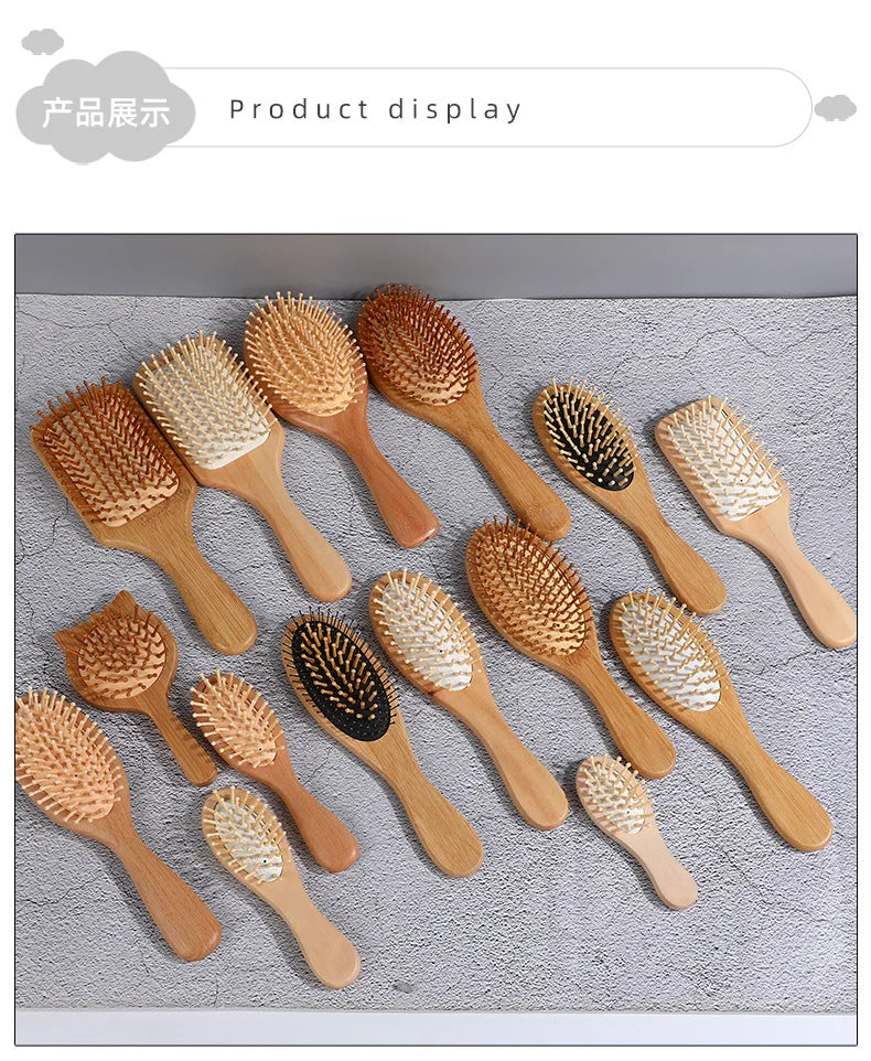 EcoLuxe Bamboo Hair Brush – Anti-Static, Detangling & Scalp-Massaging Wooden Comb