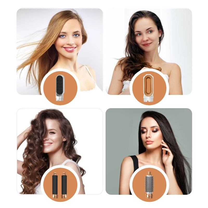 LuxeStyle 5-in-1 Hair Dryer & Styling Set – Professional Hot Comb, Curler & Straightener