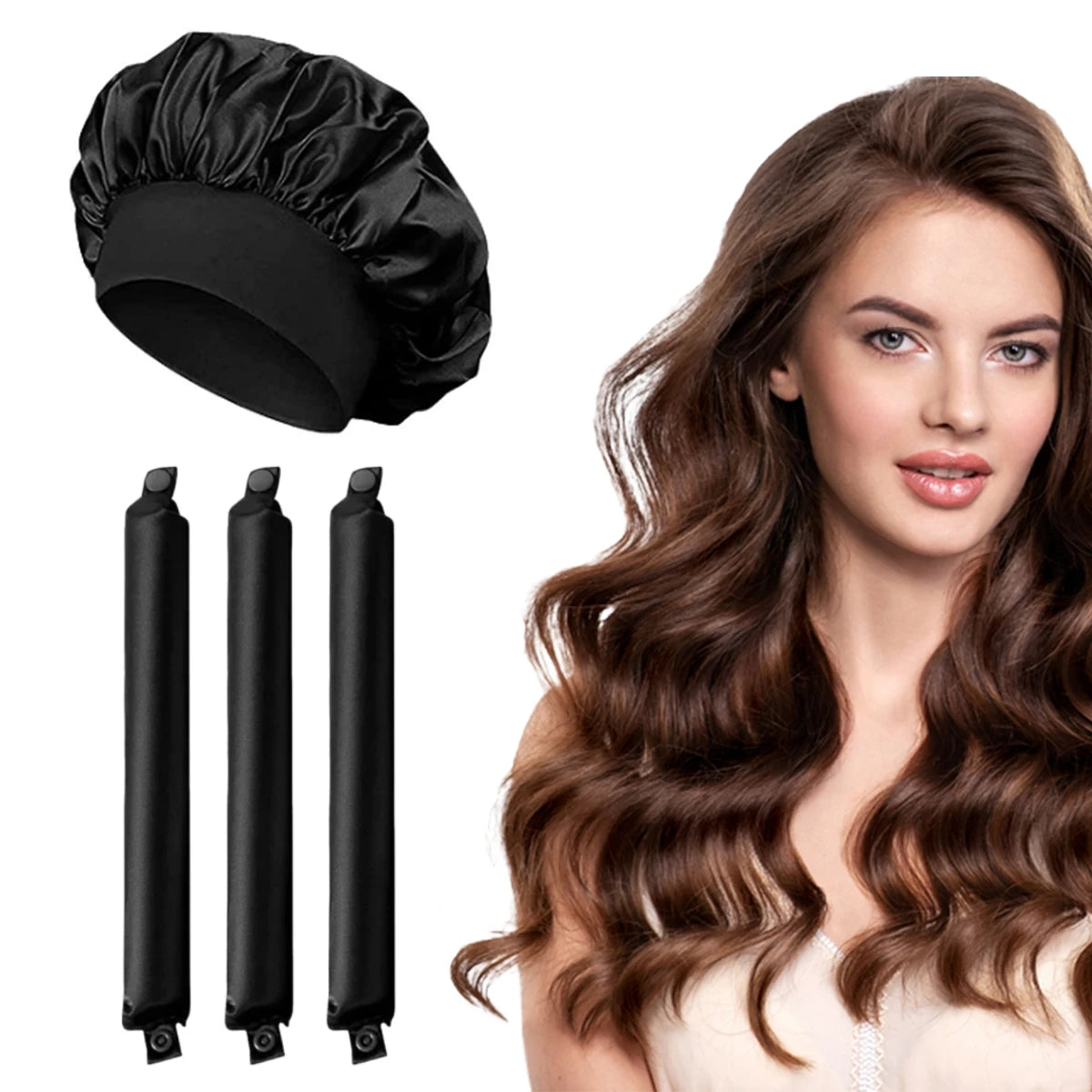 Wake Up Wavy   with  LuxeCurls         -      The Heat-Free Luxury Curling Rods & Bonnet