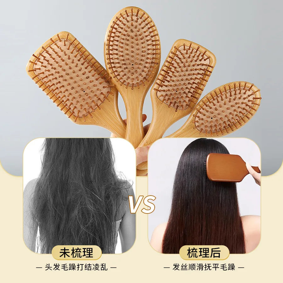 EcoLuxe Bamboo Hair Brush – Anti-Static, Detangling & Scalp-Massaging Wooden Comb