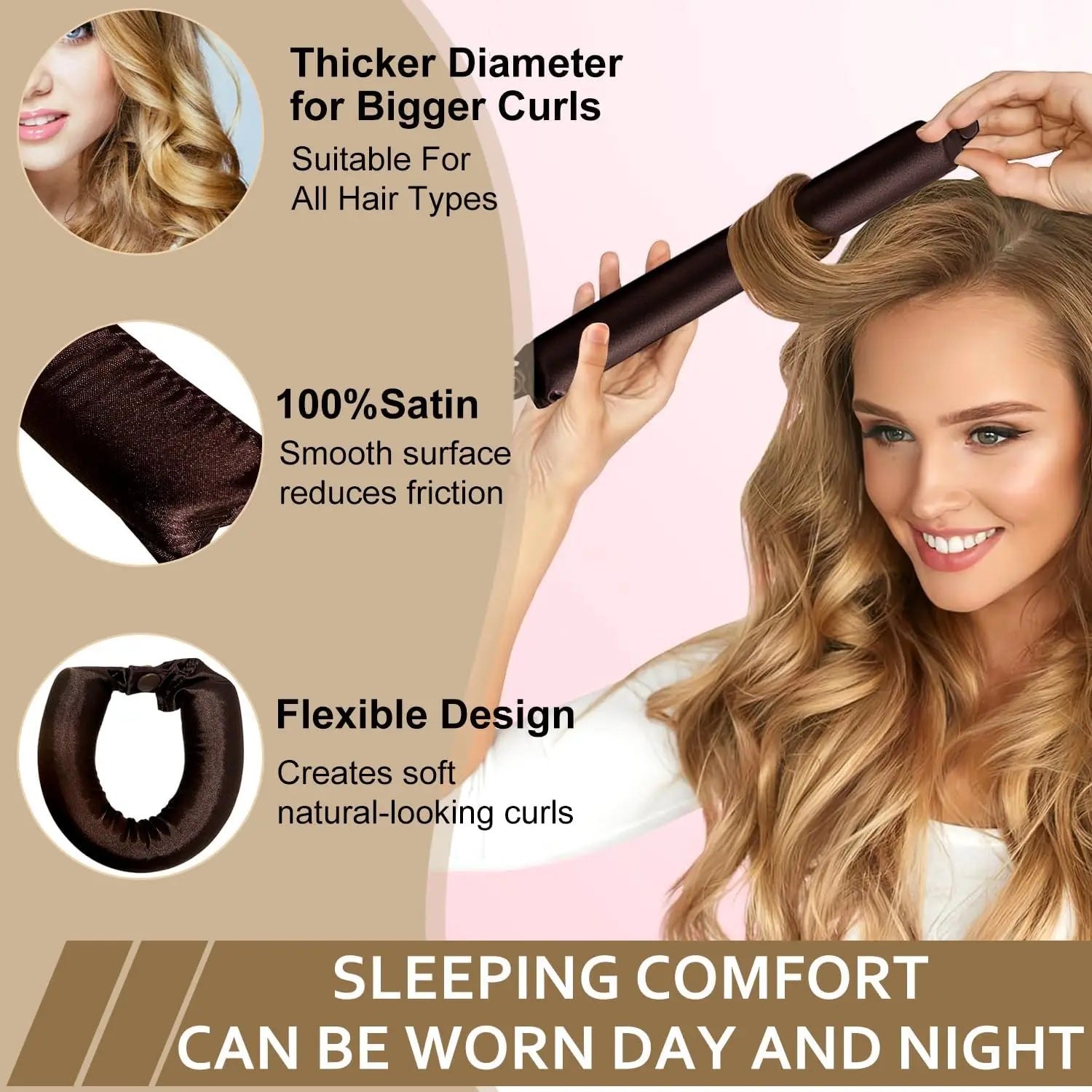 Wake Up Wavy   with  LuxeCurls         -      The Heat-Free Luxury Curling Rods & Bonnet