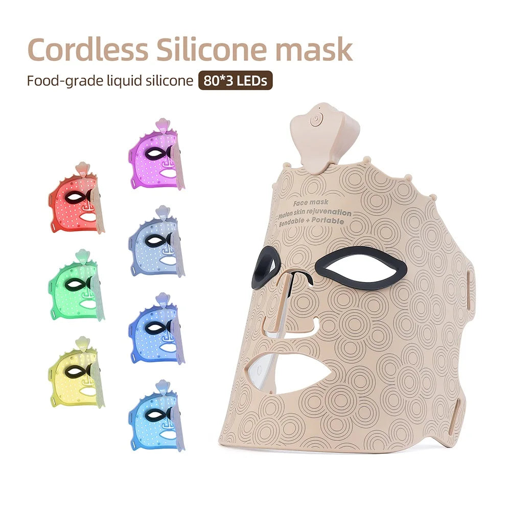 Lumière 7-Color LED Therapy Mask – Wireless Silicone Facial for Brightening & Skin Repair