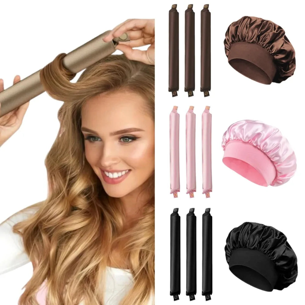 Wake Up Wavy   with  LuxeCurls         -      The Heat-Free Luxury Curling Rods & Bonnet