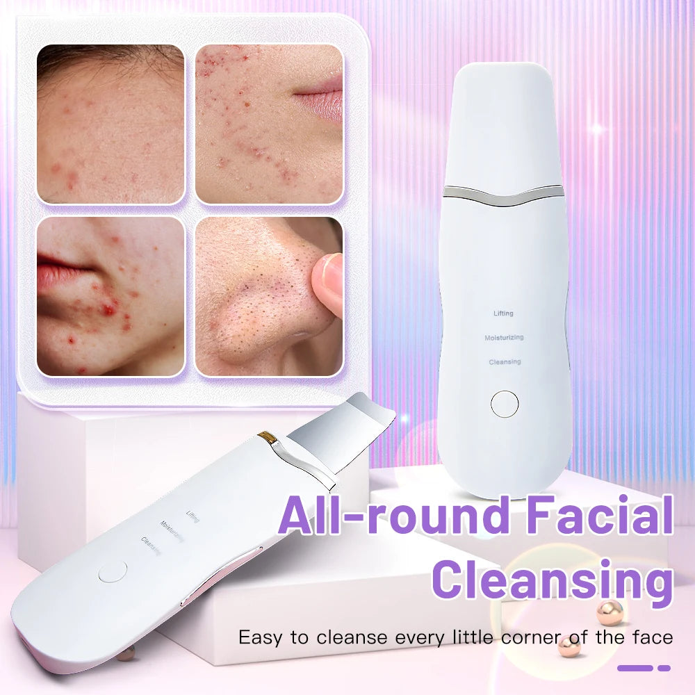 LumiSkin Ultrasonic Facial Scrubber – Deep Cleansing, Blackhead Remover & Skin Lifting Tool