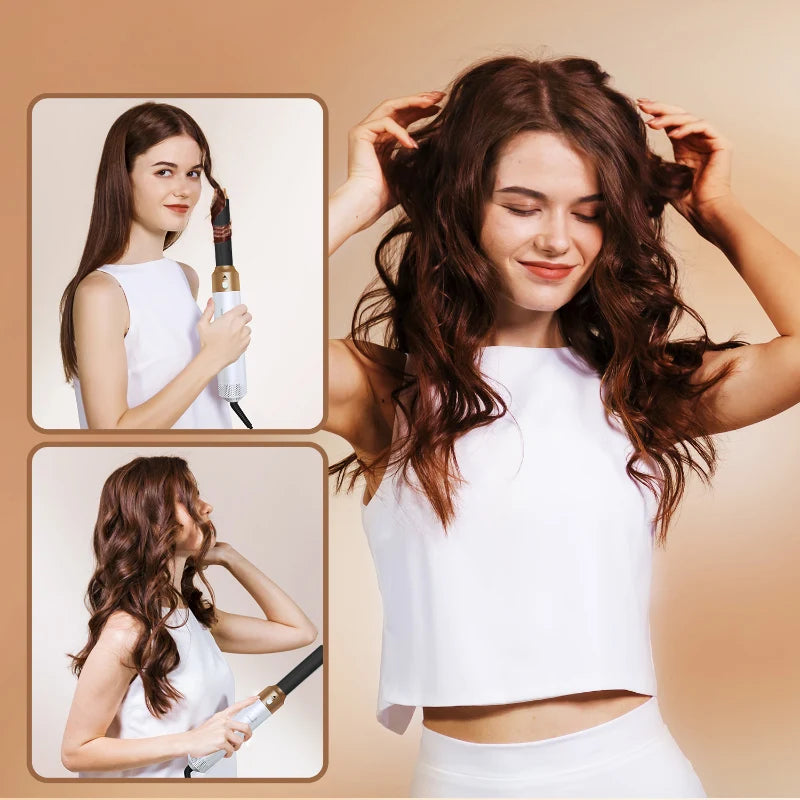 LuxeStyle 5-in-1 Hair Dryer & Styling Set – Professional Hot Comb, Curler & Straightener